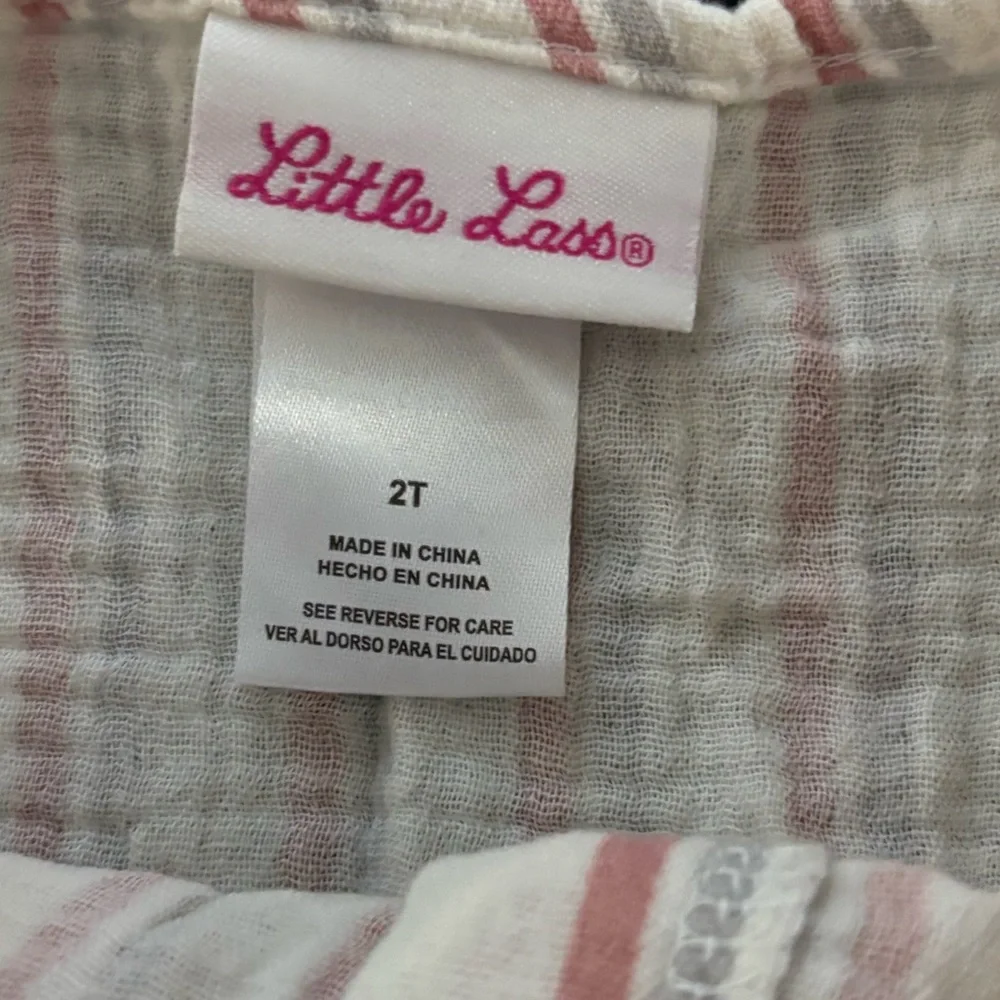 Little Lass Pink and White Striped Kids Matching Set - Picture 3 of 3
